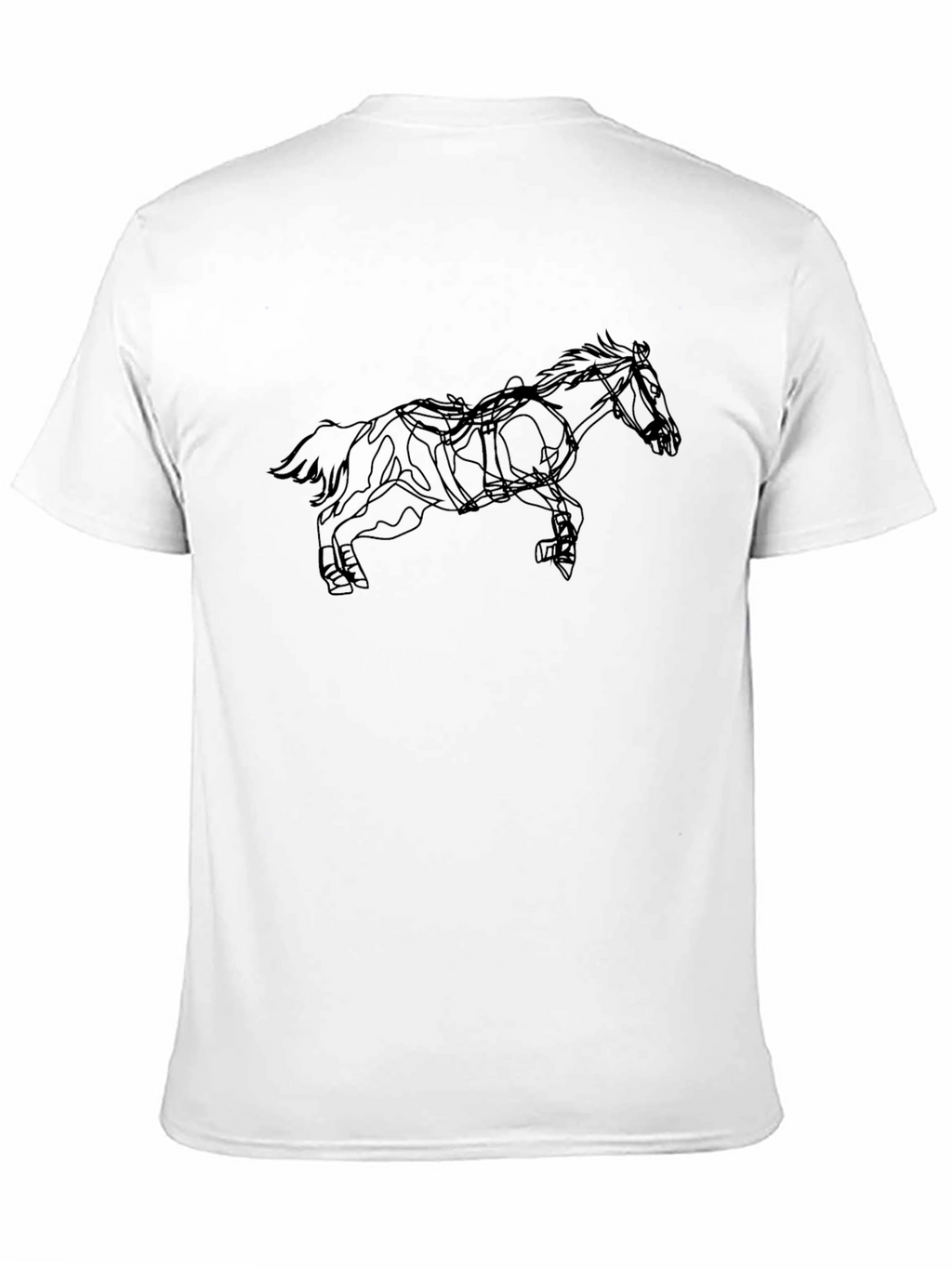 Camiseta Negra con Diseño de Caballo Abstracto