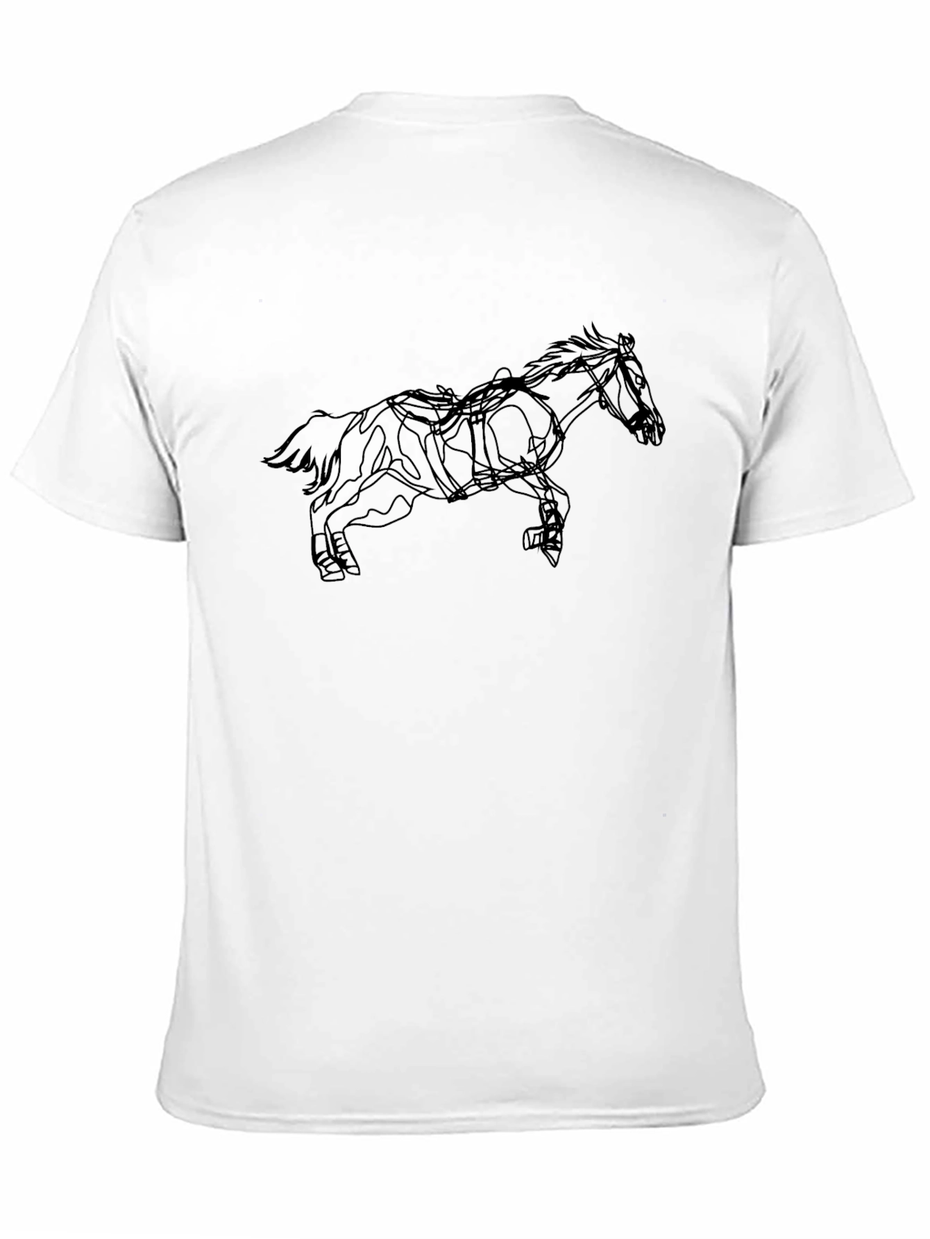 Camiseta Negra con Diseño de Caballo Abstracto