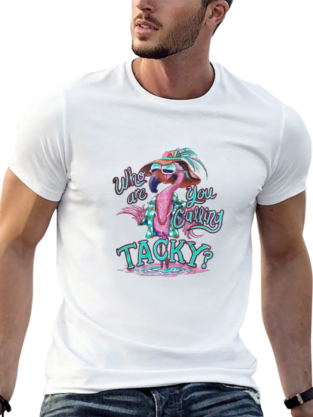 Camiseta Negra con Diseño de Flamenco Tacky