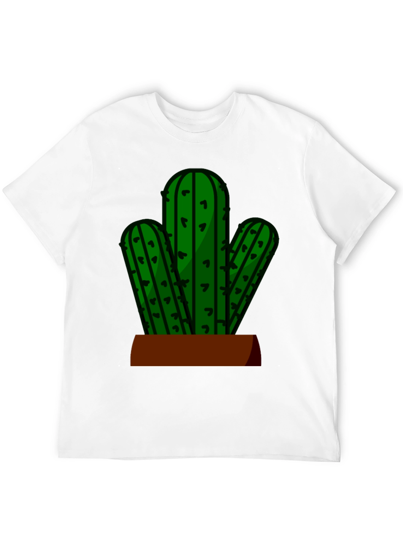 Camiseta Negra con Diseño de Cactus en Maceta