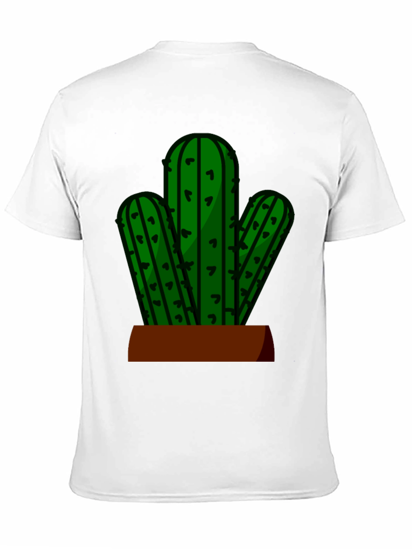 Camiseta Negra con Diseño de Cactus en Maceta