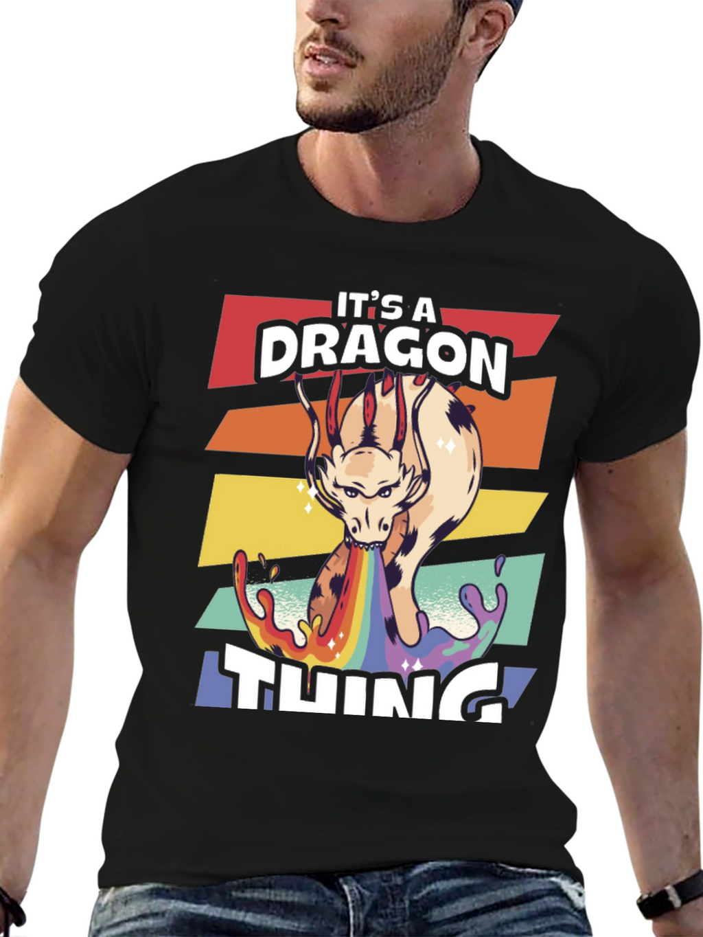 Camiseta Negra con Diseño de Dragón