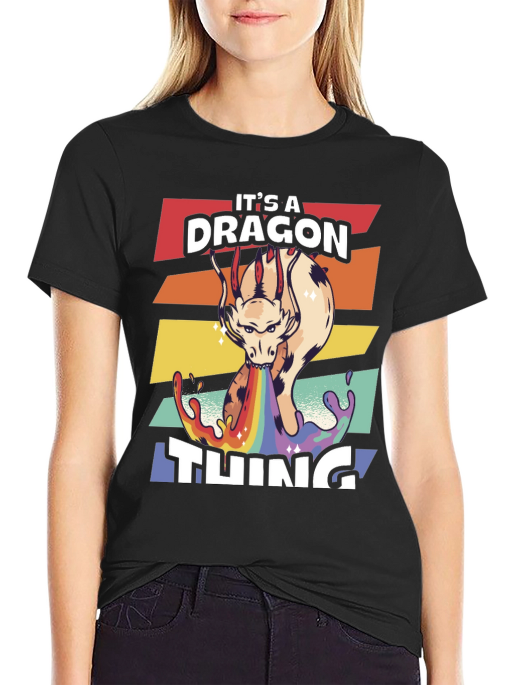 Camiseta Negra con Diseño de Dragón
