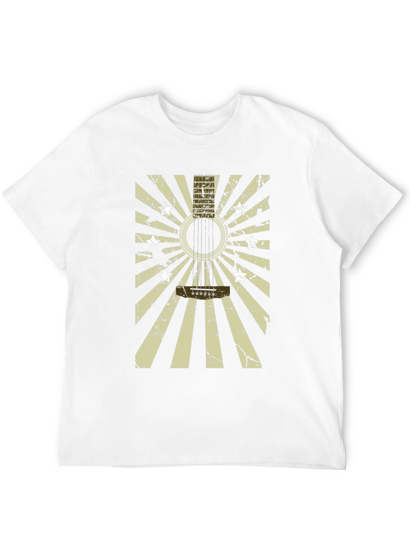 Camiseta Negra con Diseño de Guitarra Vintage