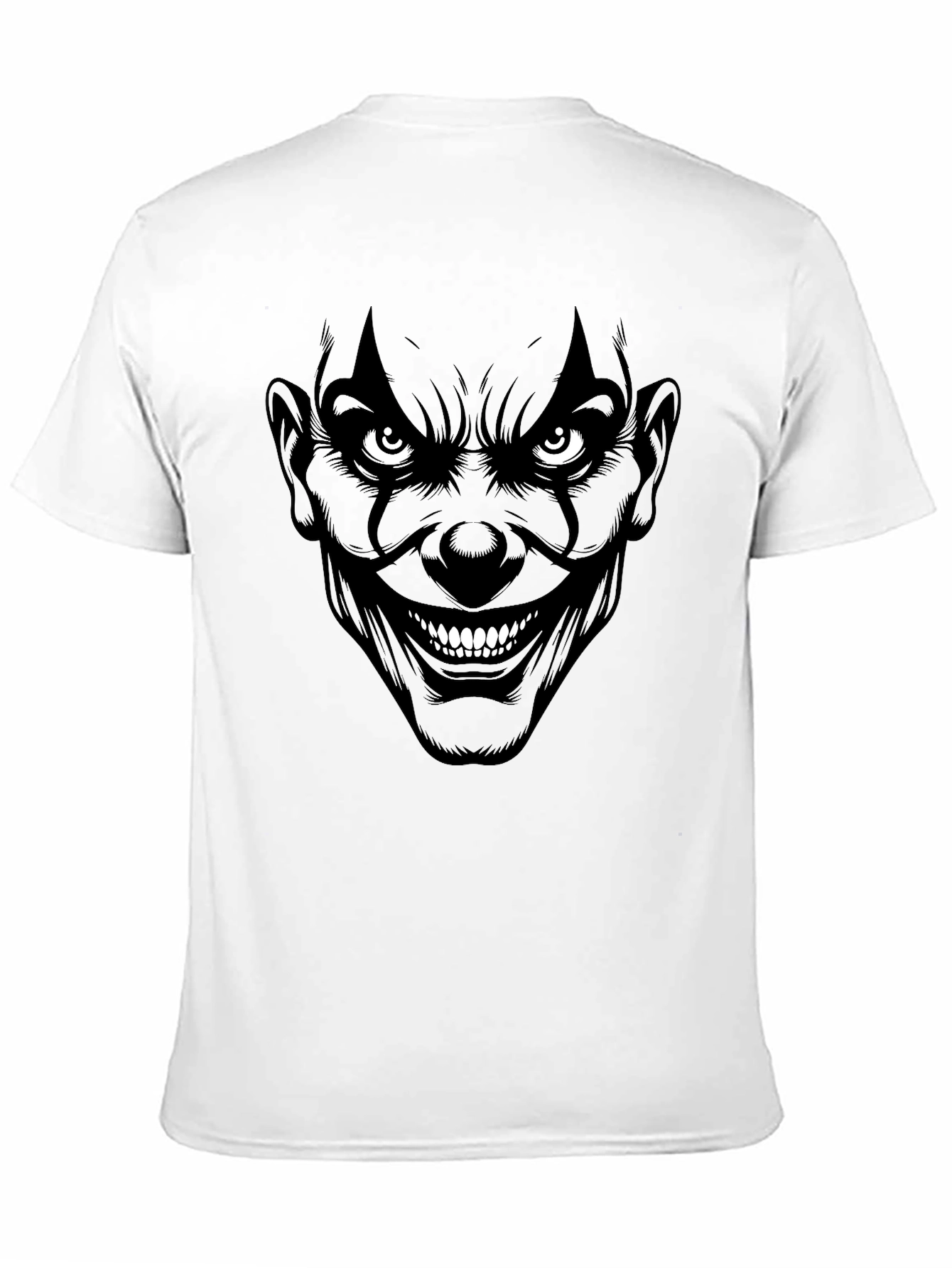 Camiseta Negra con Diseño de Cara de Payaso Tétrico