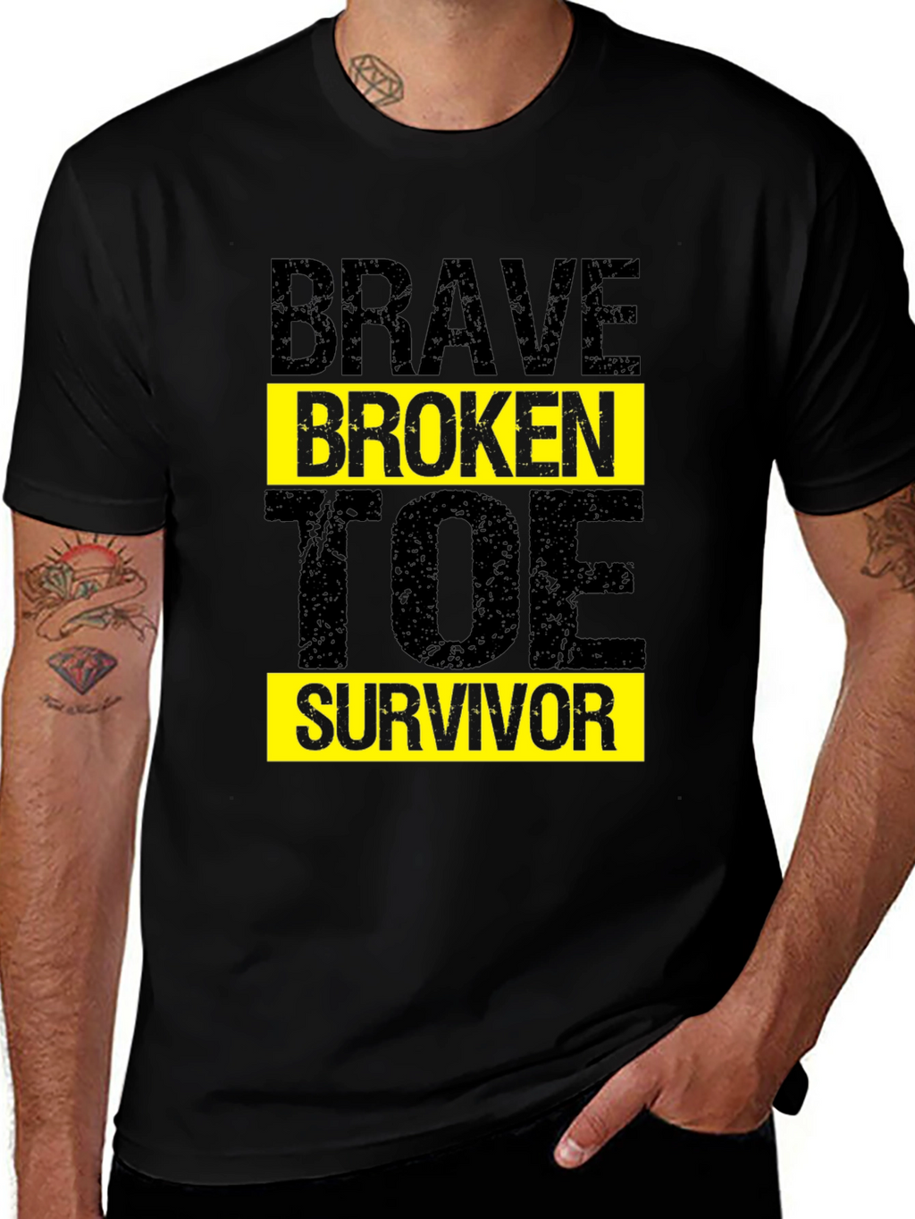 Camiseta Negra Brave Broken Toe Survivor