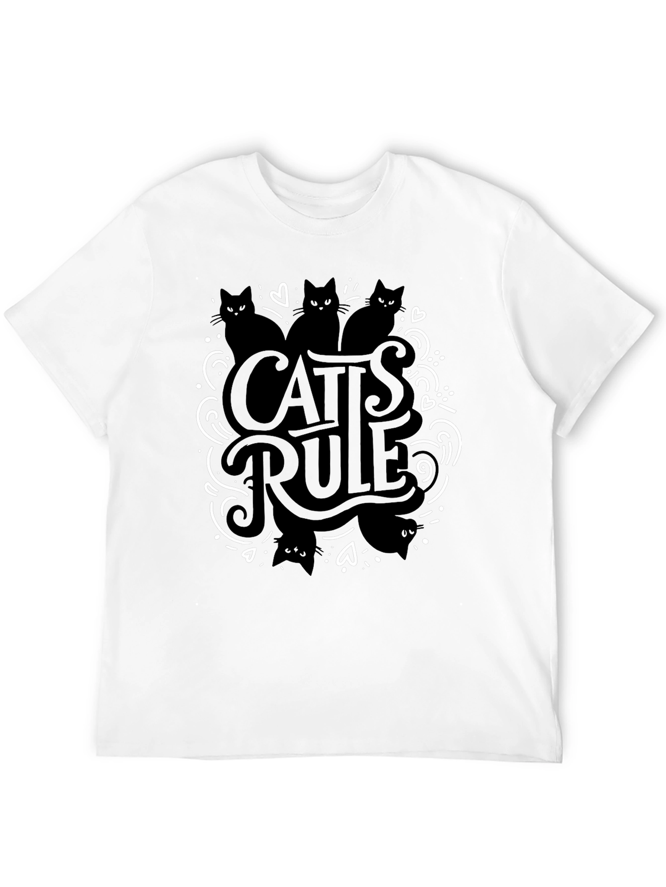 Camiseta Negra Cats Rule para Amantes de los Gatos