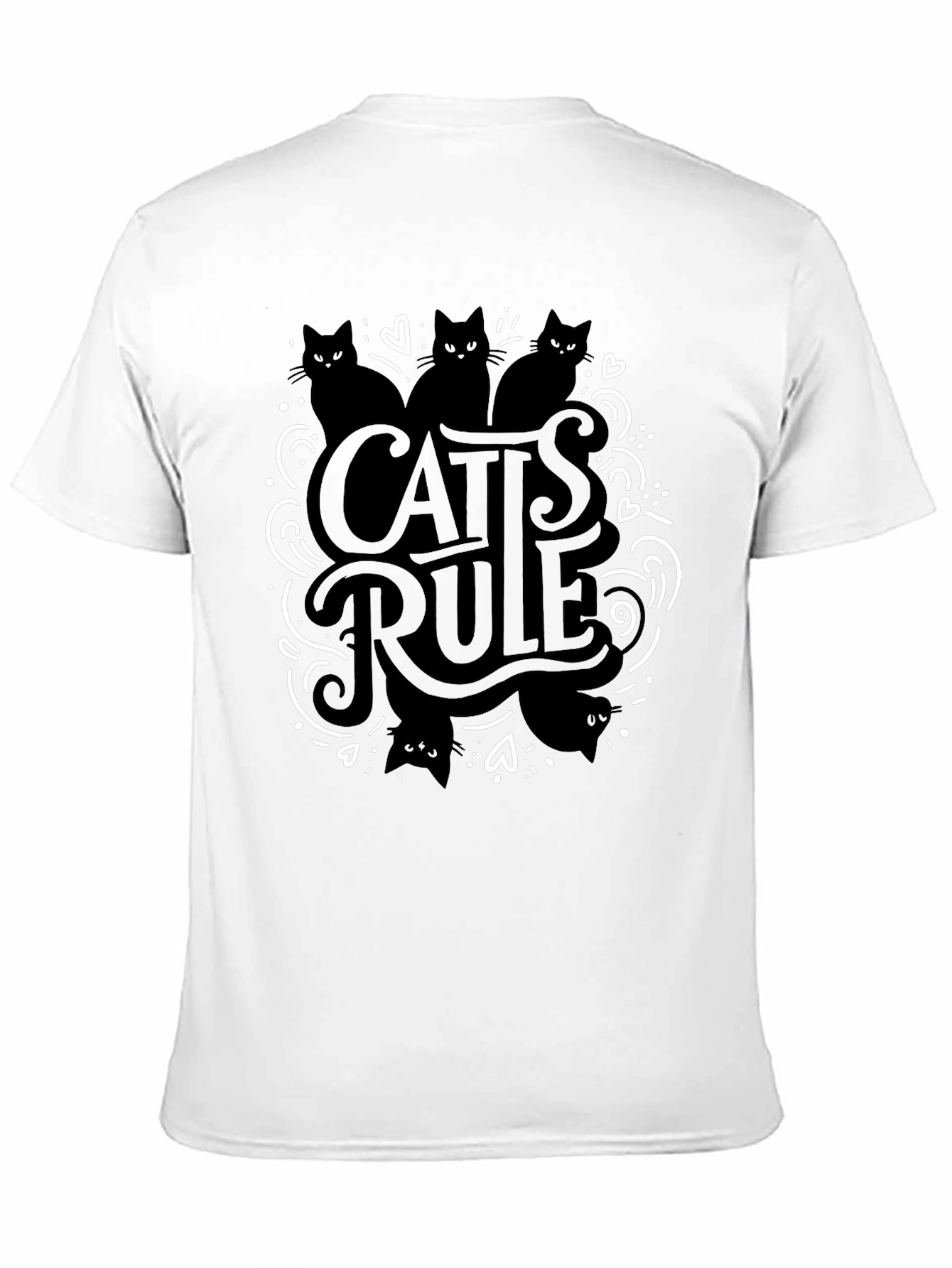 Camiseta Negra Cats Rule para Amantes de los Gatos