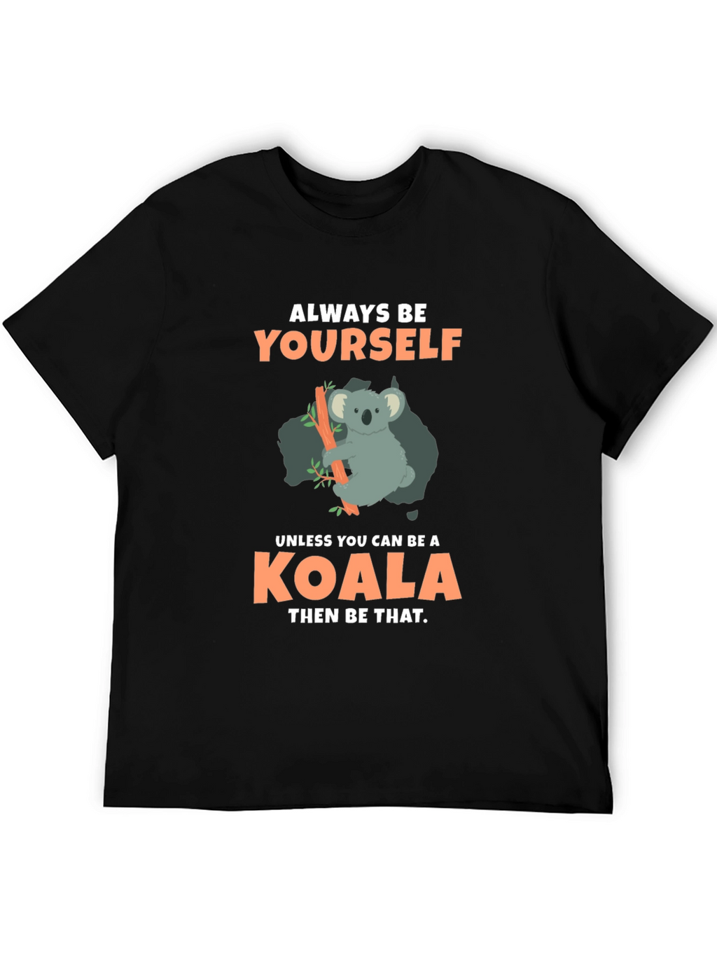 Camiseta Negra con Diseño de Koala Divertido
