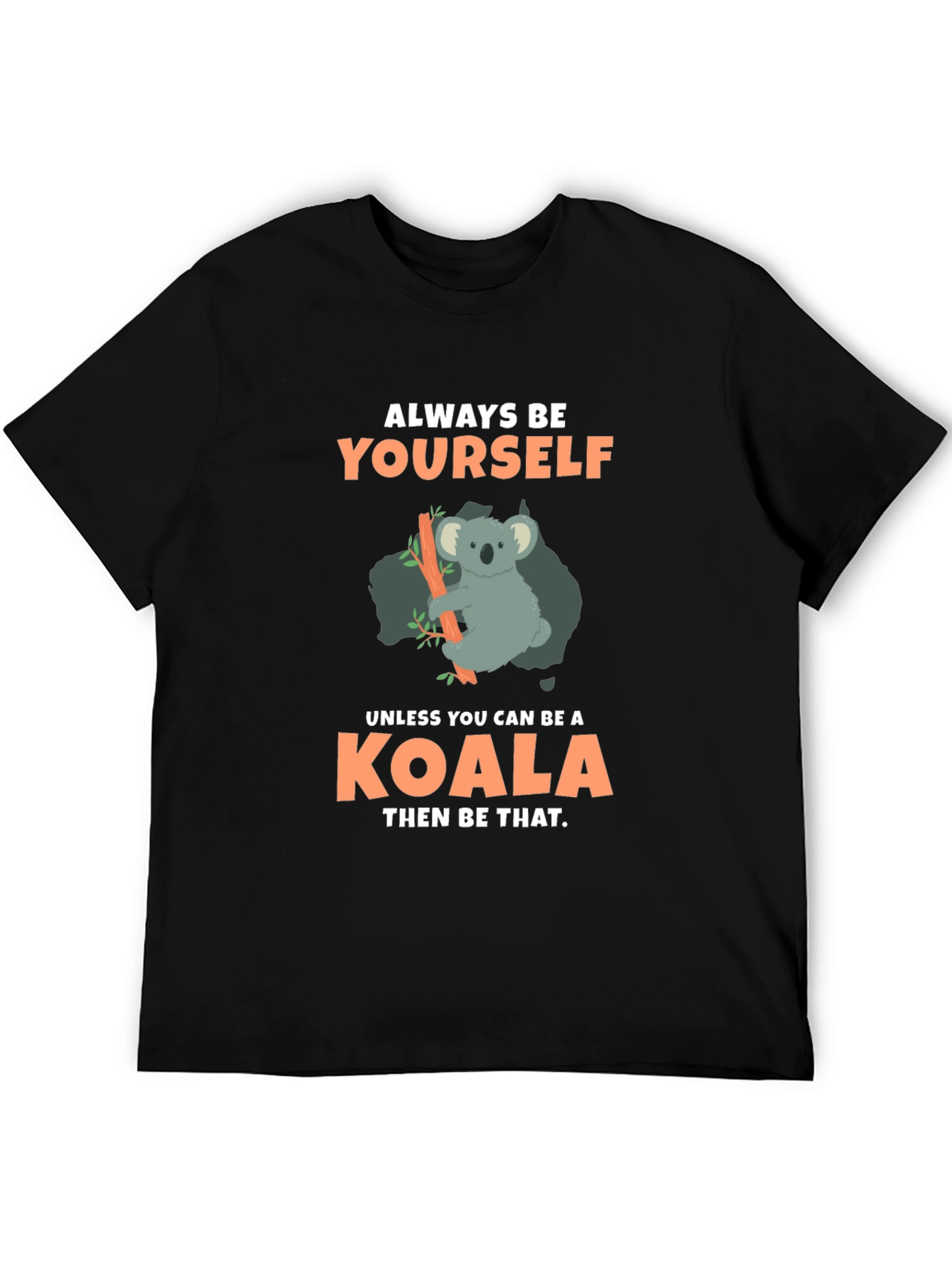 Camiseta Negra con Diseño de Koala Divertido