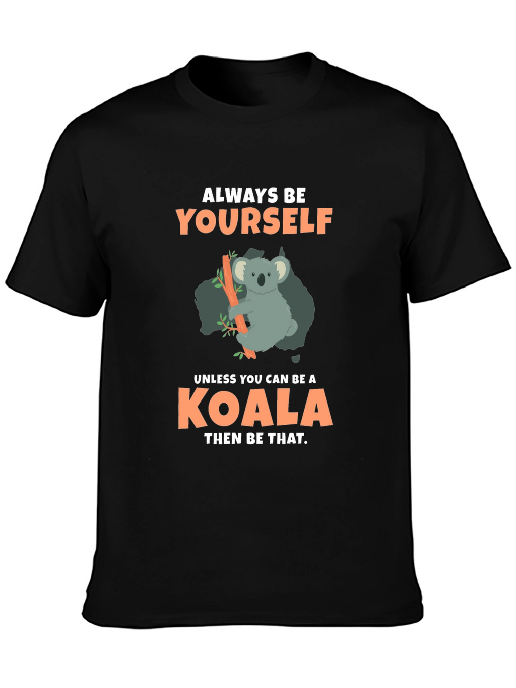 Camiseta Negra con Diseño de Koala Divertido