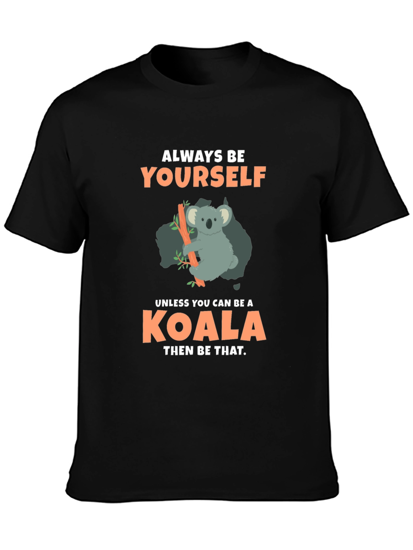 Camiseta Negra con Diseño de Koala Divertido