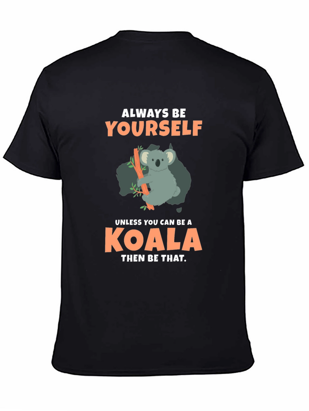 Camiseta Negra con Diseño de Koala Divertido