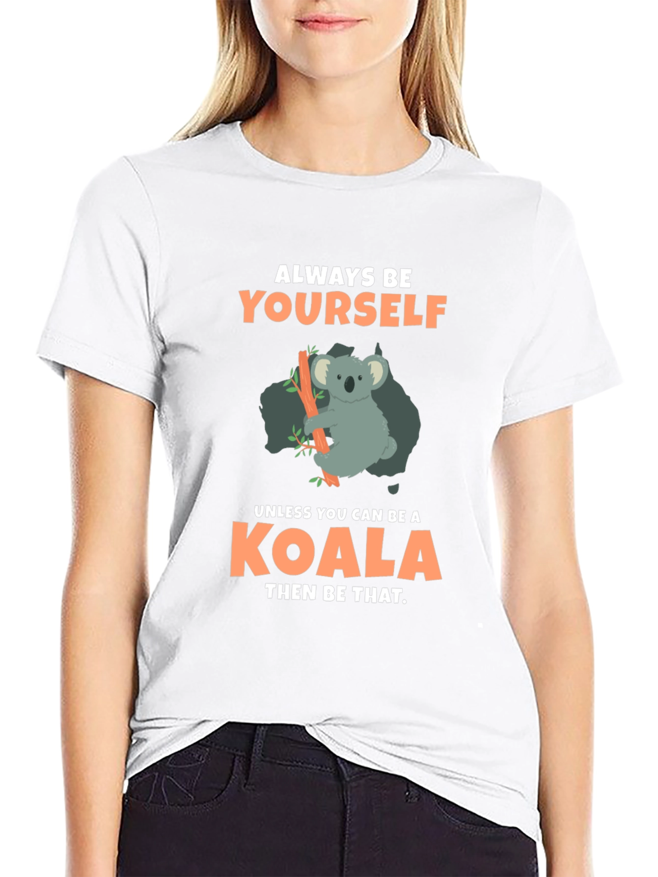 Camiseta Negra con Diseño de Koala Divertido