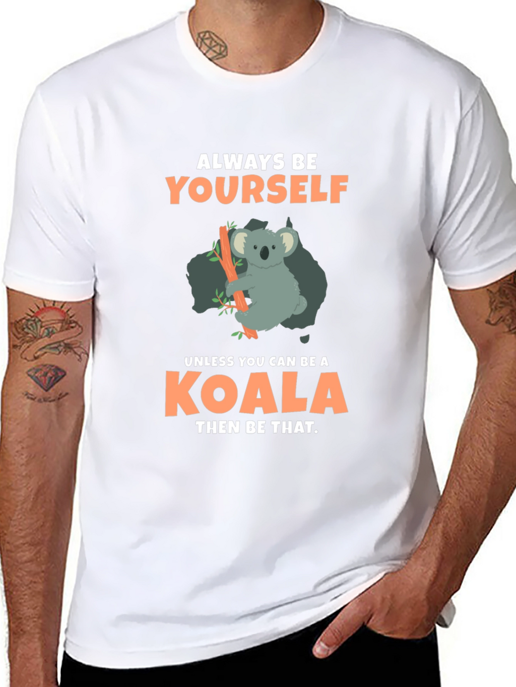 Camiseta Negra con Diseño de Koala Divertido