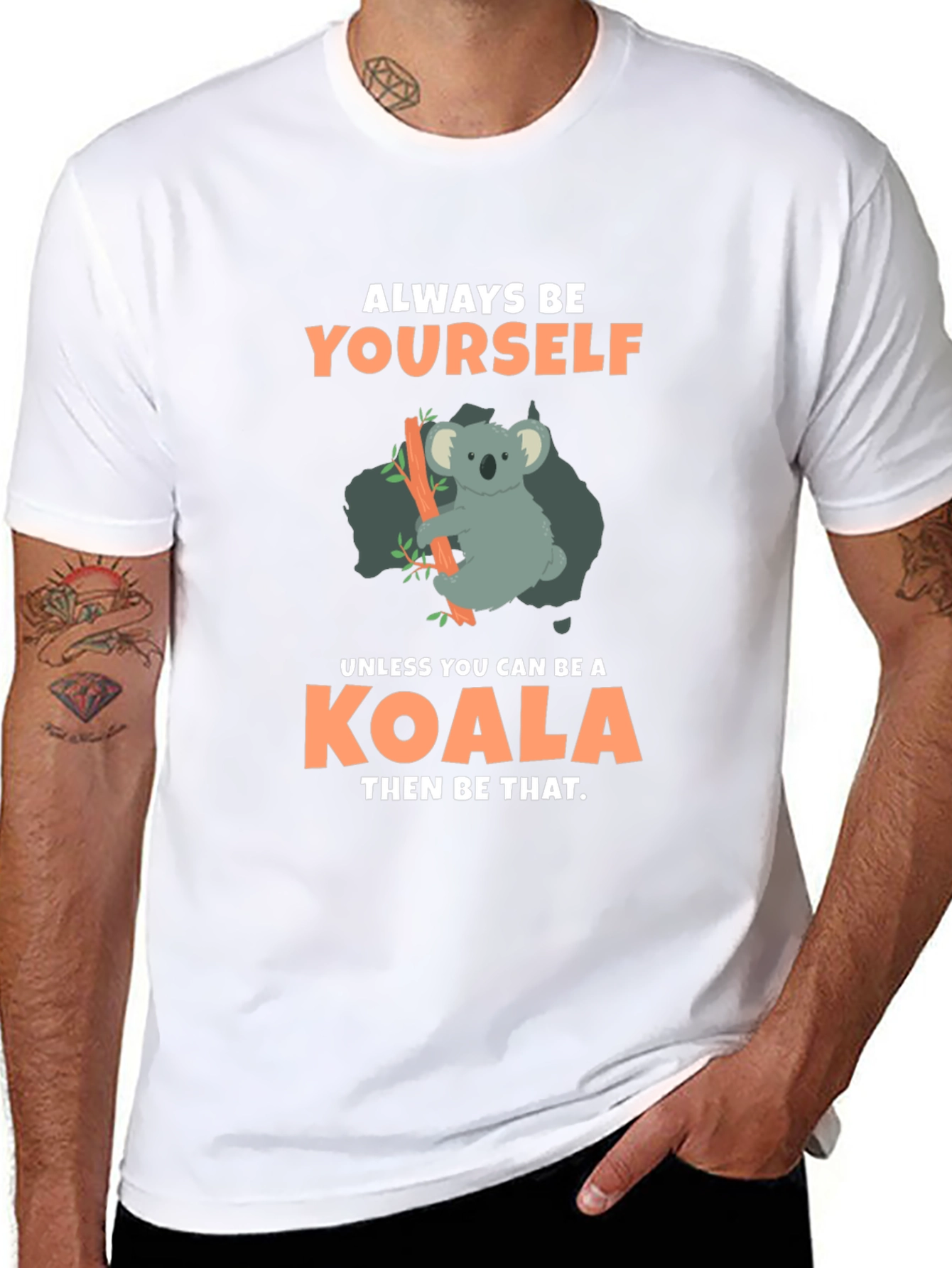Camiseta Negra con Diseño de Koala Divertido