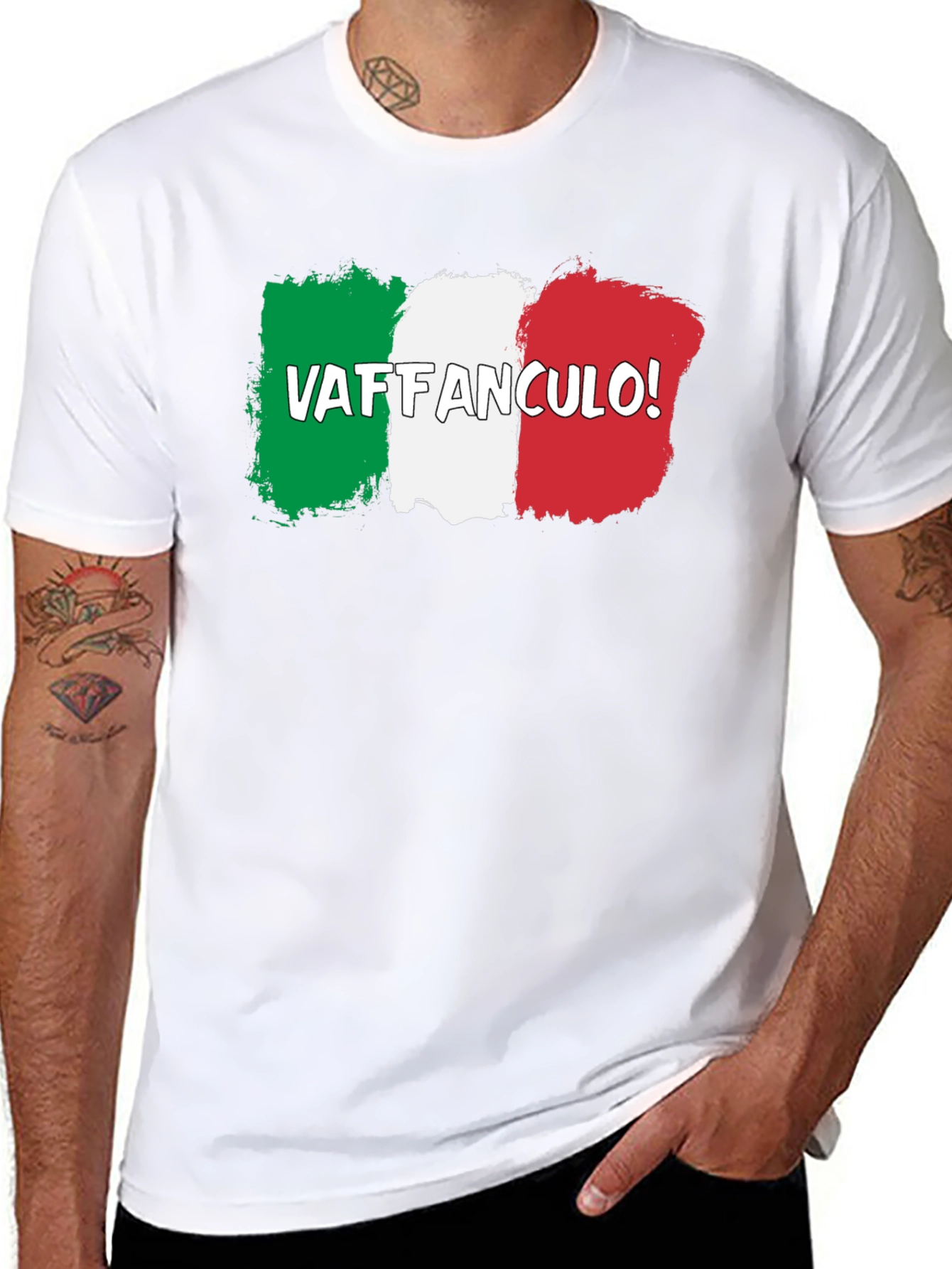 Camiseta Negra con Diseño Bandera Italiana Vaffanculo!