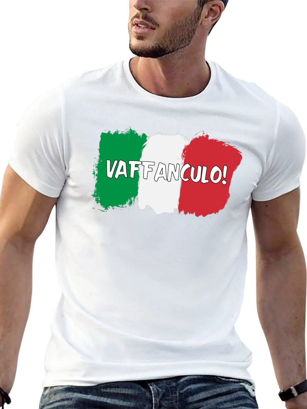 Camiseta Negra con Diseño Bandera Italiana Vaffanculo!
