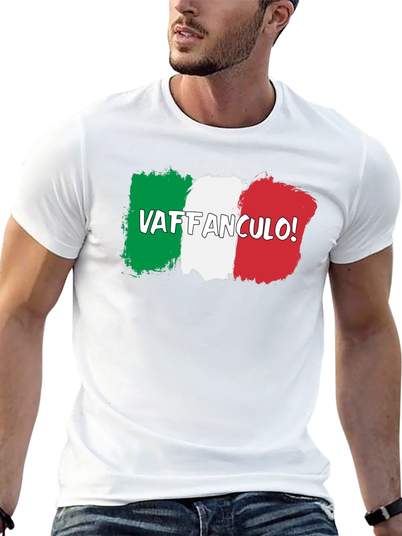 Camiseta Negra con Diseño Bandera Italiana Vaffanculo!