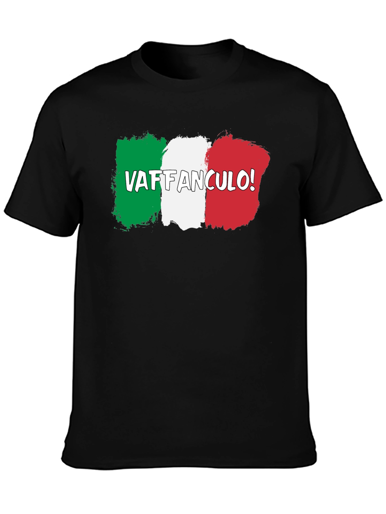 Camiseta Negra con Diseño Bandera Italiana Vaffanculo!