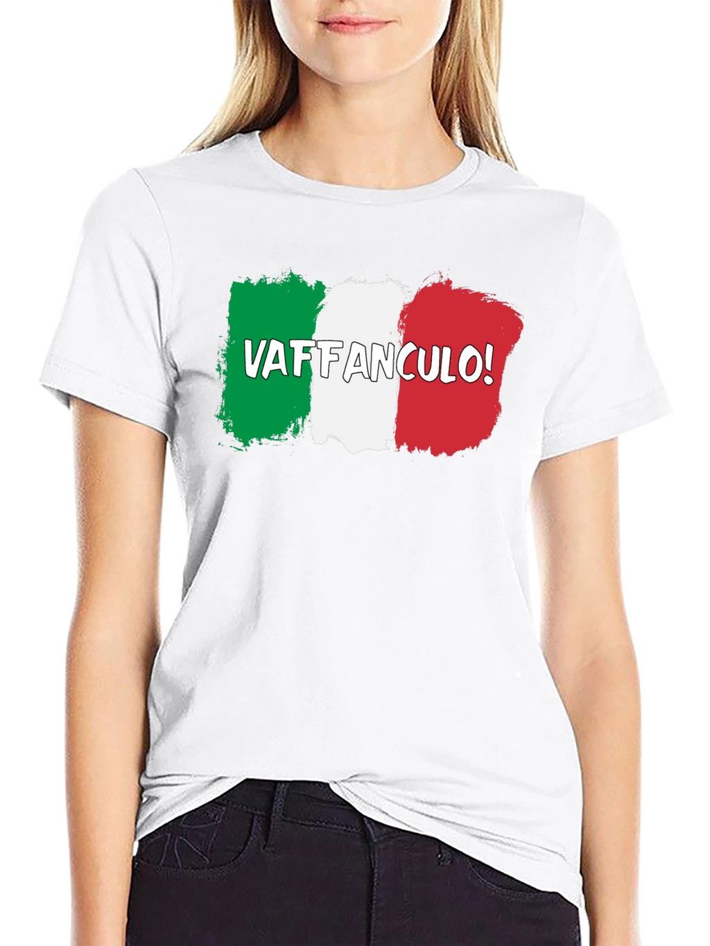 Camiseta Negra con Diseño Bandera Italiana Vaffanculo!