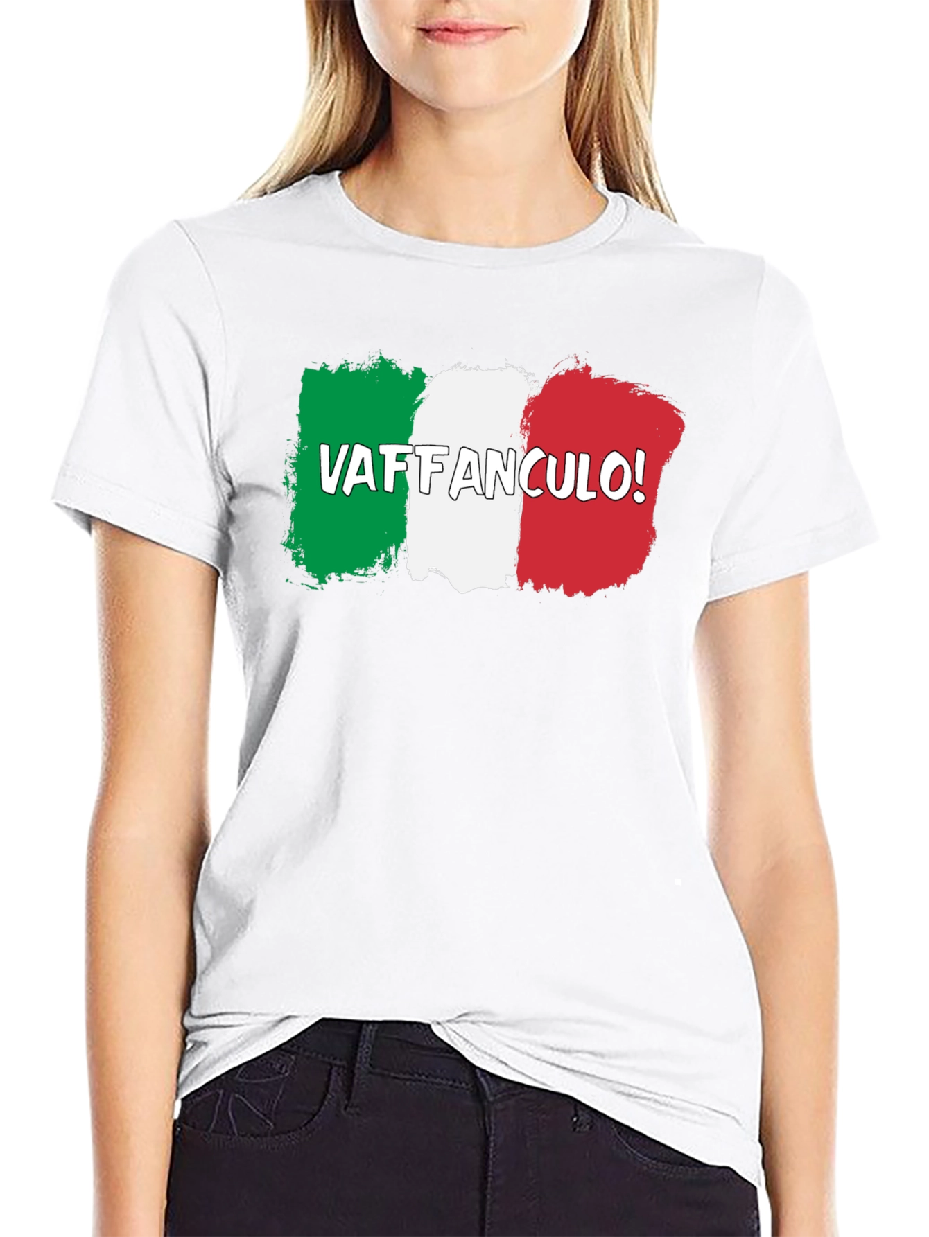 Camiseta Negra con Diseño Bandera Italiana Vaffanculo!