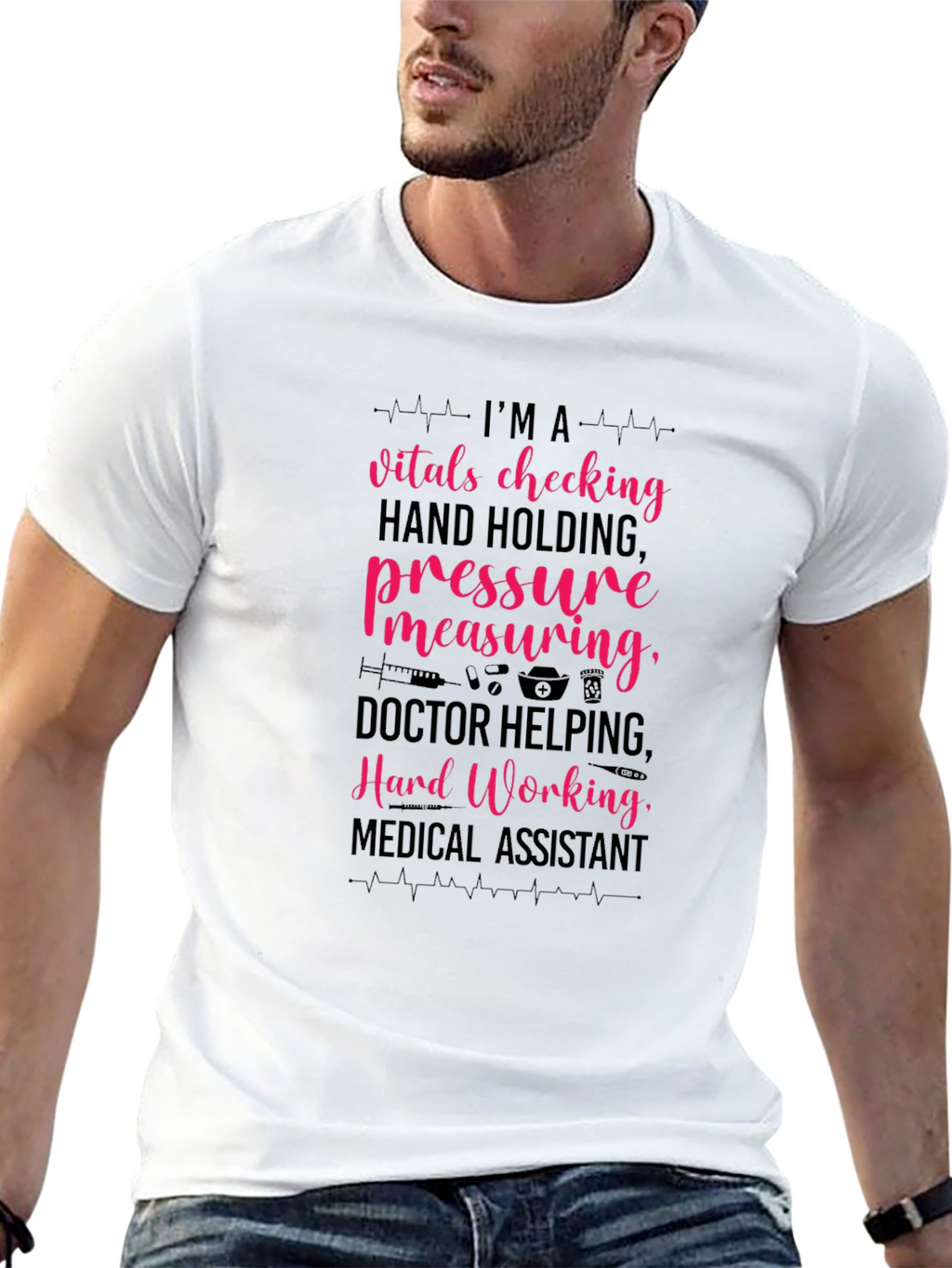 Camiseta Asistente Médico: Vitals Presión ¡Trabajo Duro!