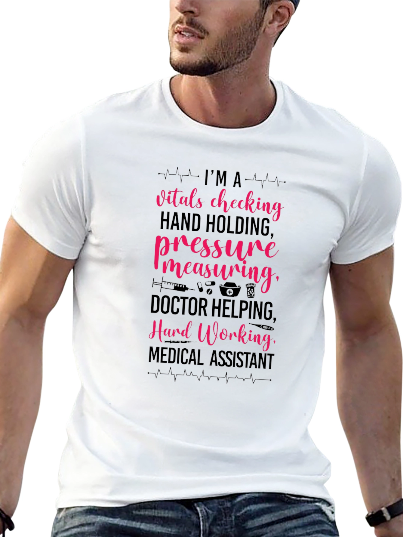 Camiseta Asistente Médico: Vitals Presión ¡Trabajo Duro!