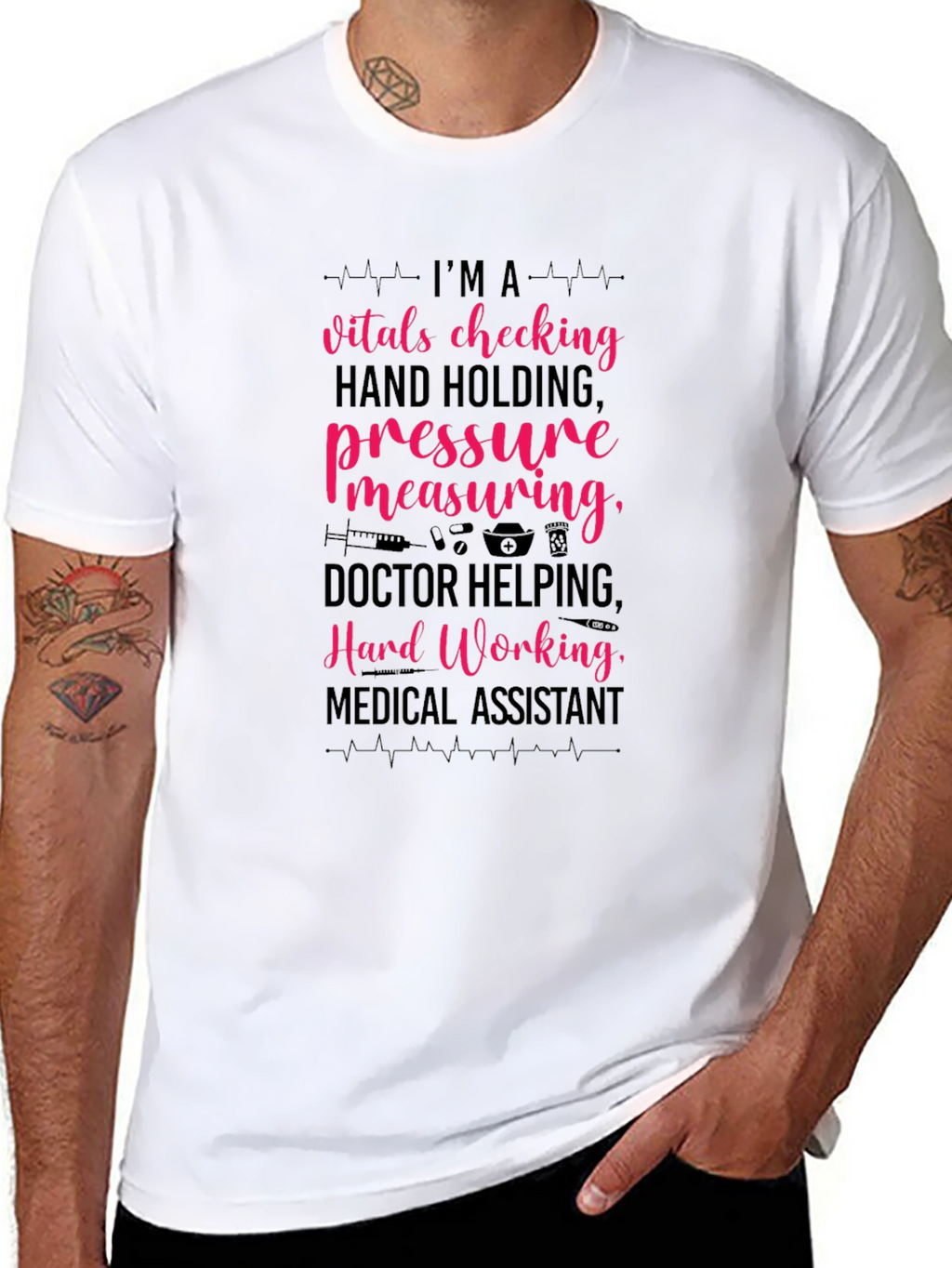 Camiseta Asistente Médico: Vitals Presión ¡Trabajo Duro!