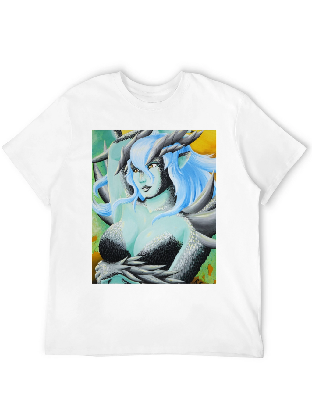 Camiseta Negra con Diseño de Dragona Fantasía