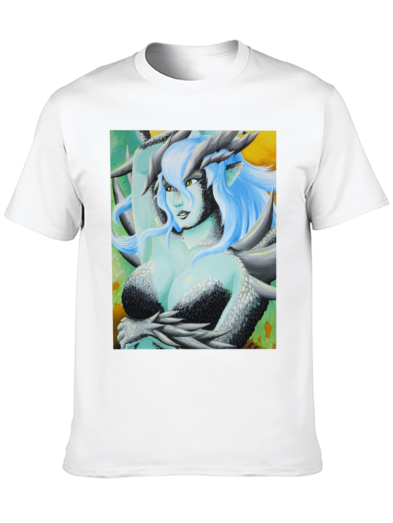 Camiseta Negra con Diseño de Dragona Fantasía