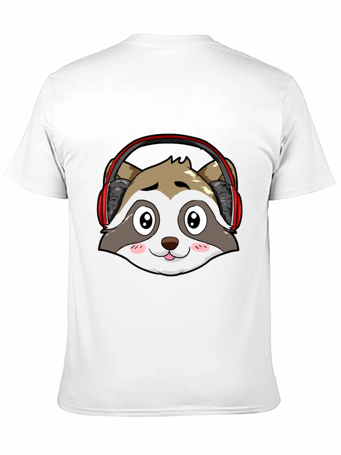 Camiseta Negra con Diseño de Mapache con Auriculares