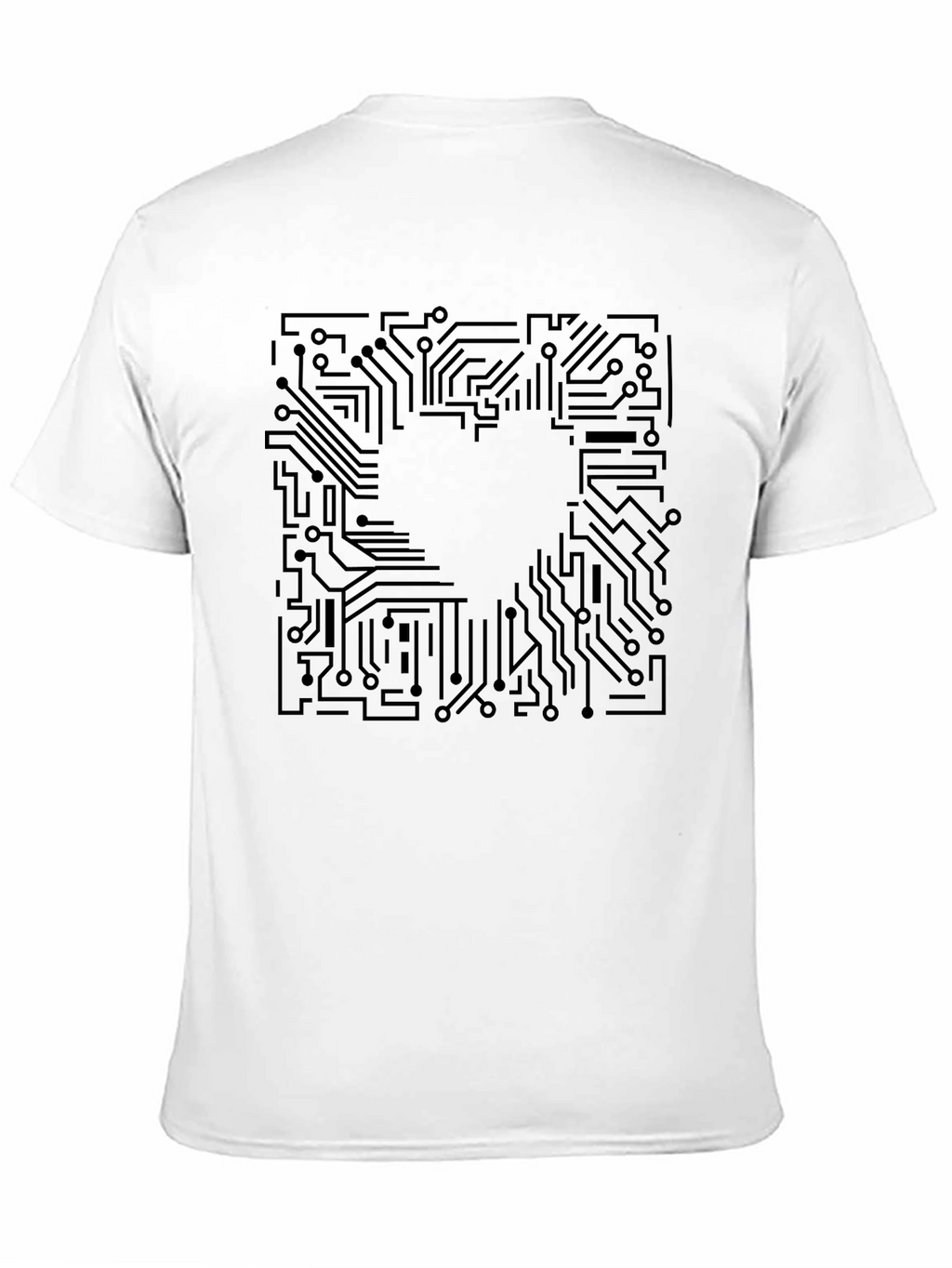 Camiseta Negra con Diseño de Circuito Electrónico