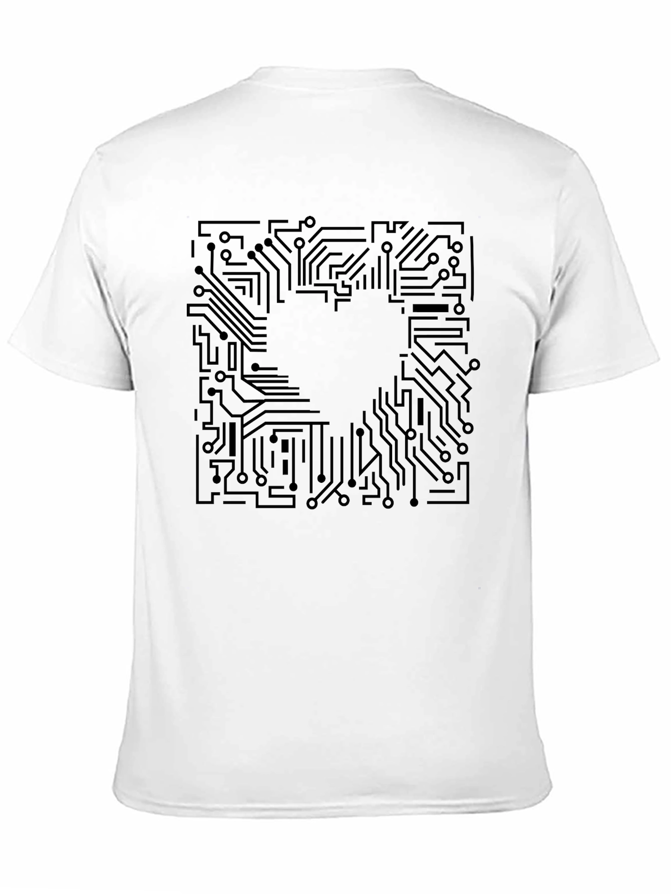 Camiseta Negra con Diseño de Circuito Electrónico