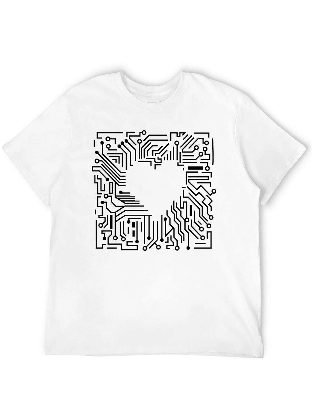 Camiseta Negra con Diseño de Circuito Electrónico