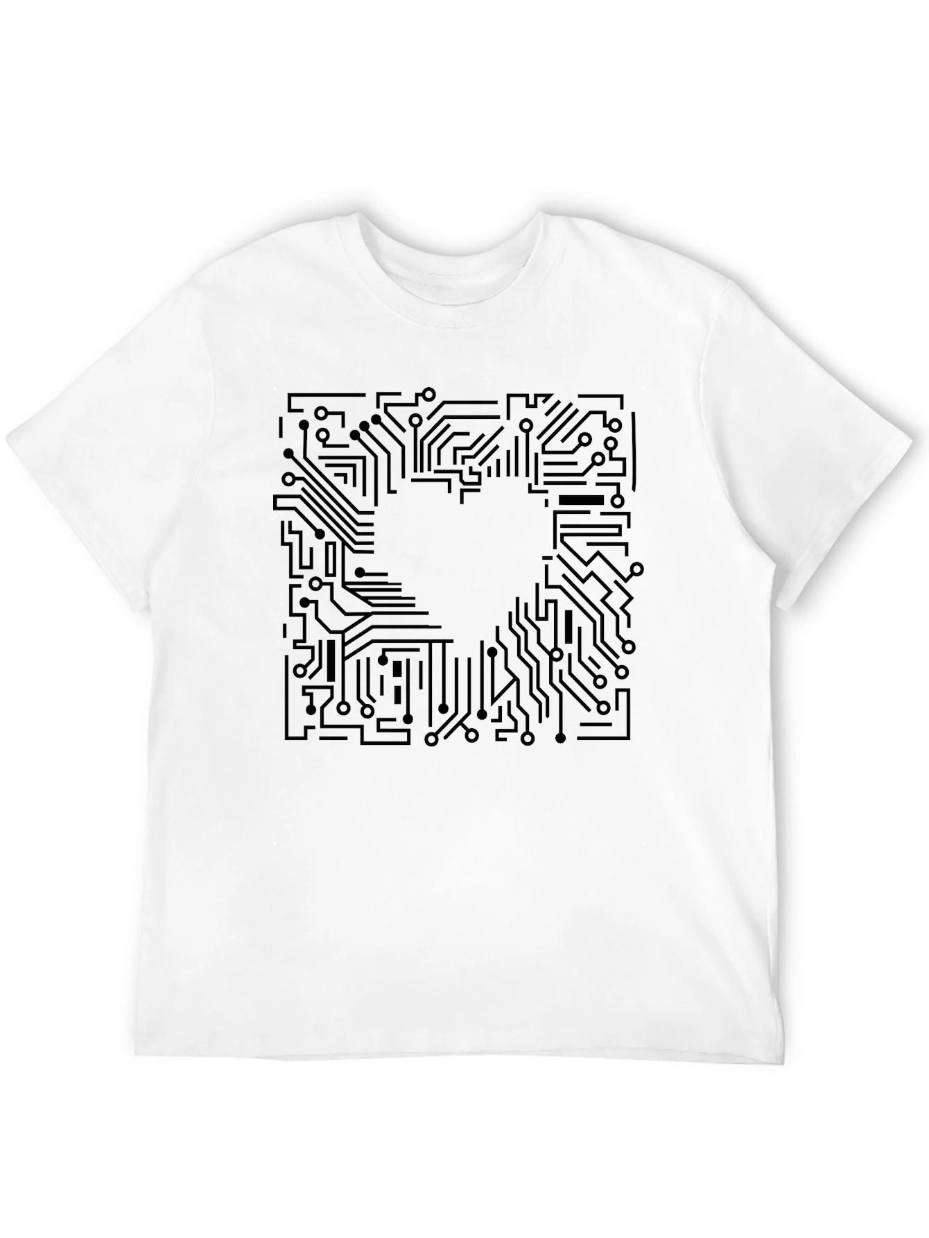 Camiseta Negra con Diseño de Circuito Electrónico