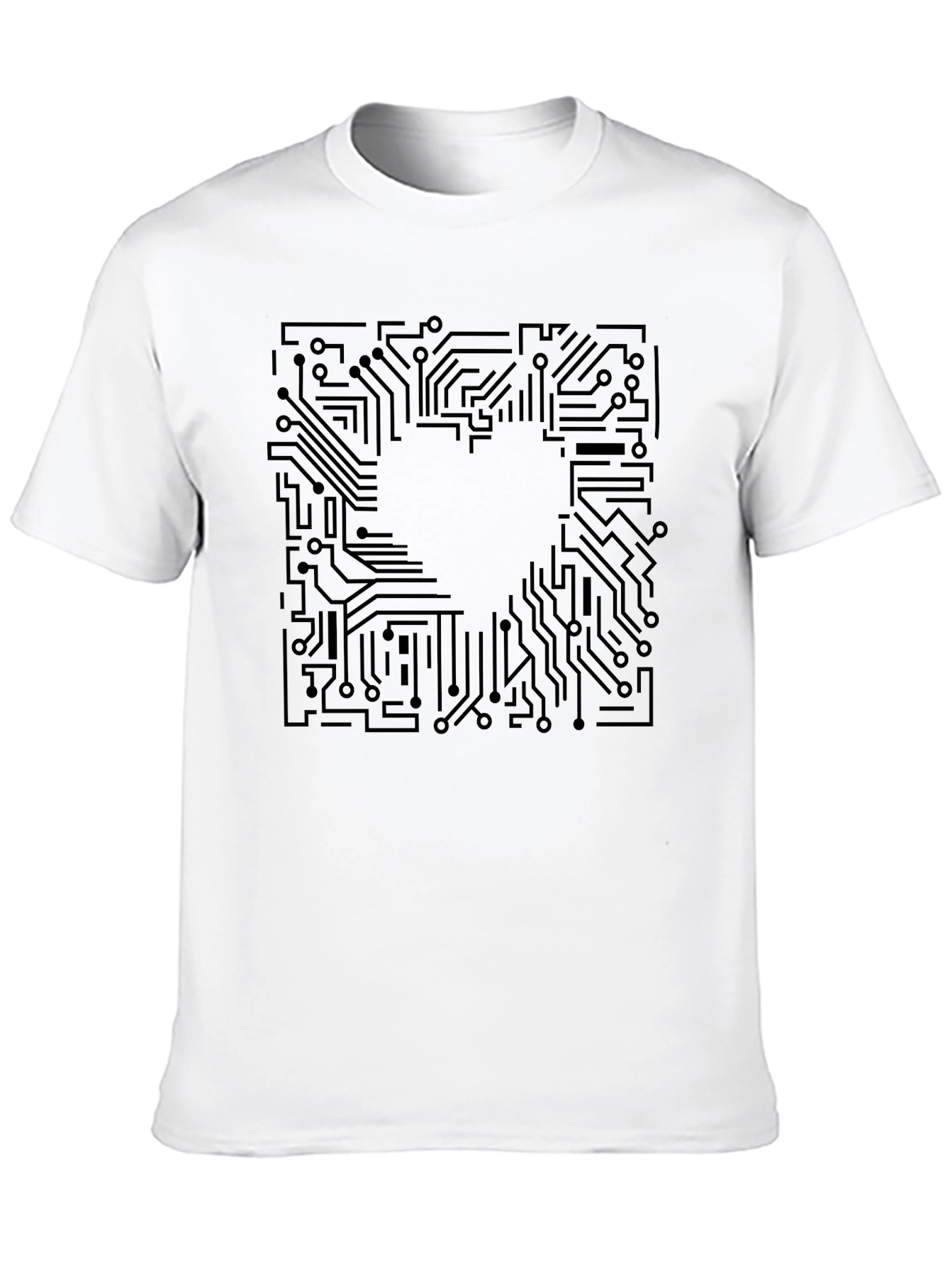 Camiseta Negra con Diseño de Circuito Electrónico