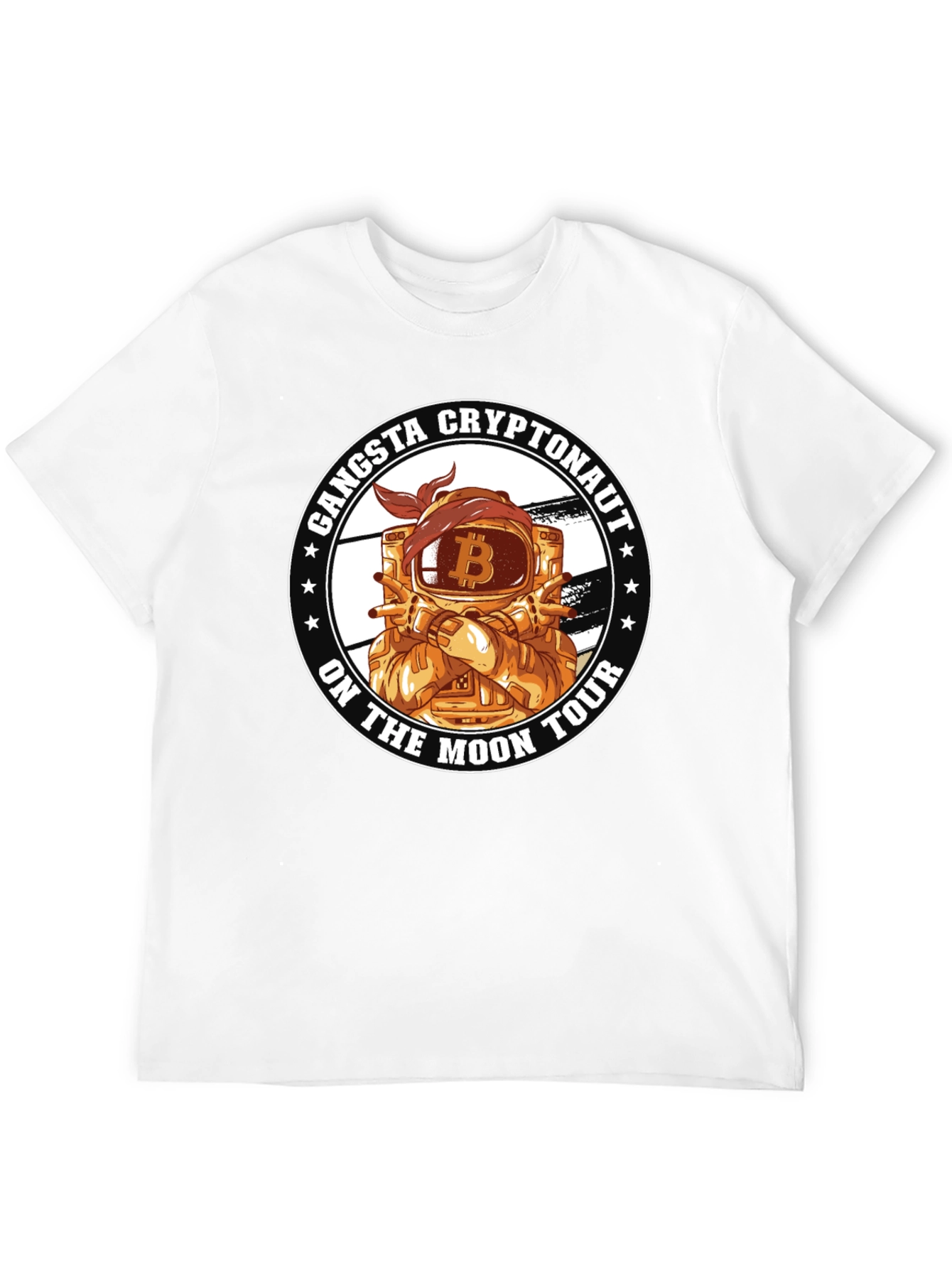 Camiseta Bitcoin Gangsta Cryptonauta On The Moon Tour