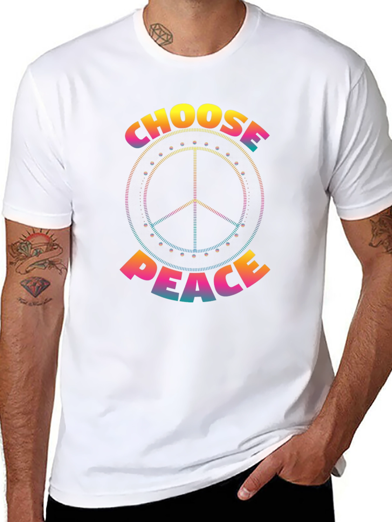 Camiseta Negra Choose Peace Hippie