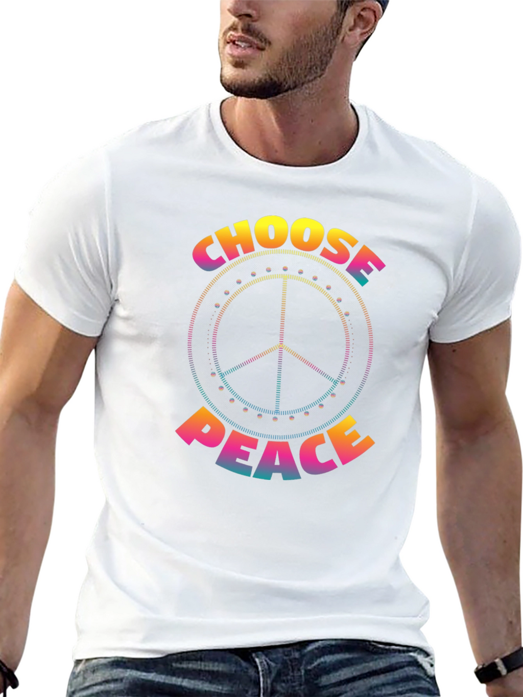Camiseta Negra Choose Peace Hippie