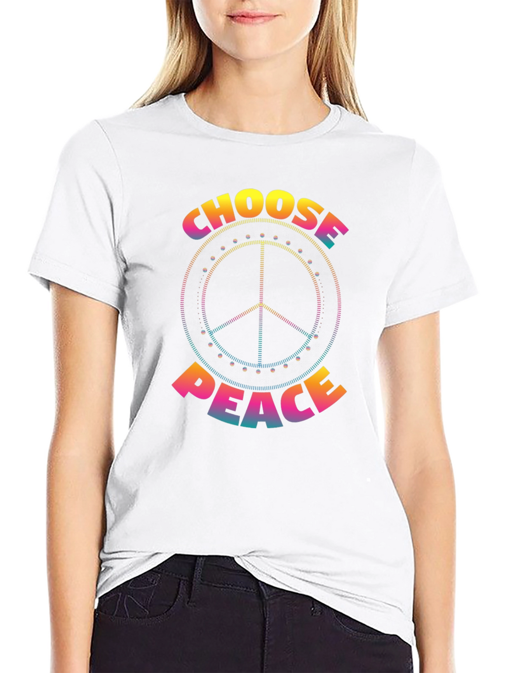 Camiseta Negra Choose Peace Hippie