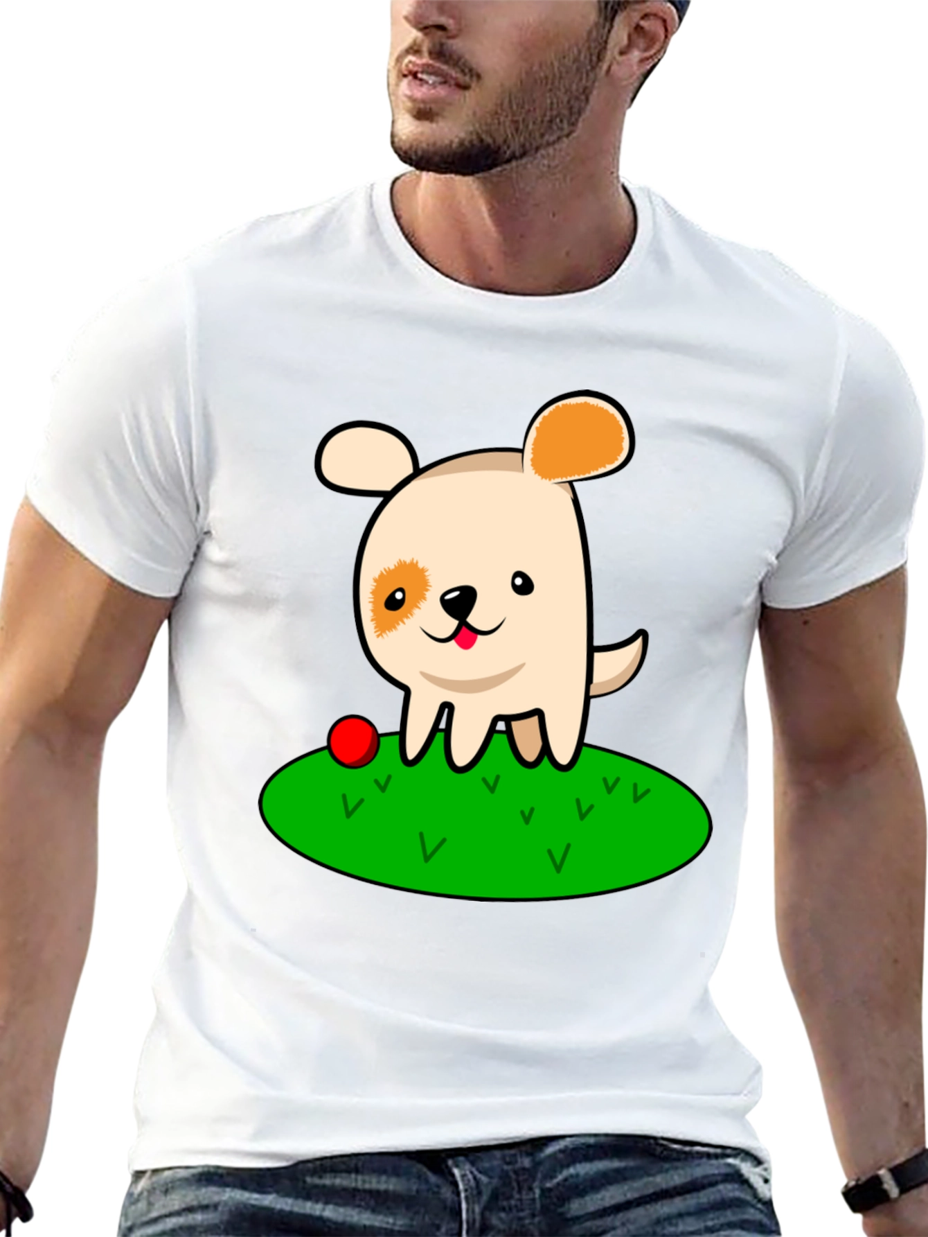 Camiseta Negra con Dibujo de Perrito Adorable
