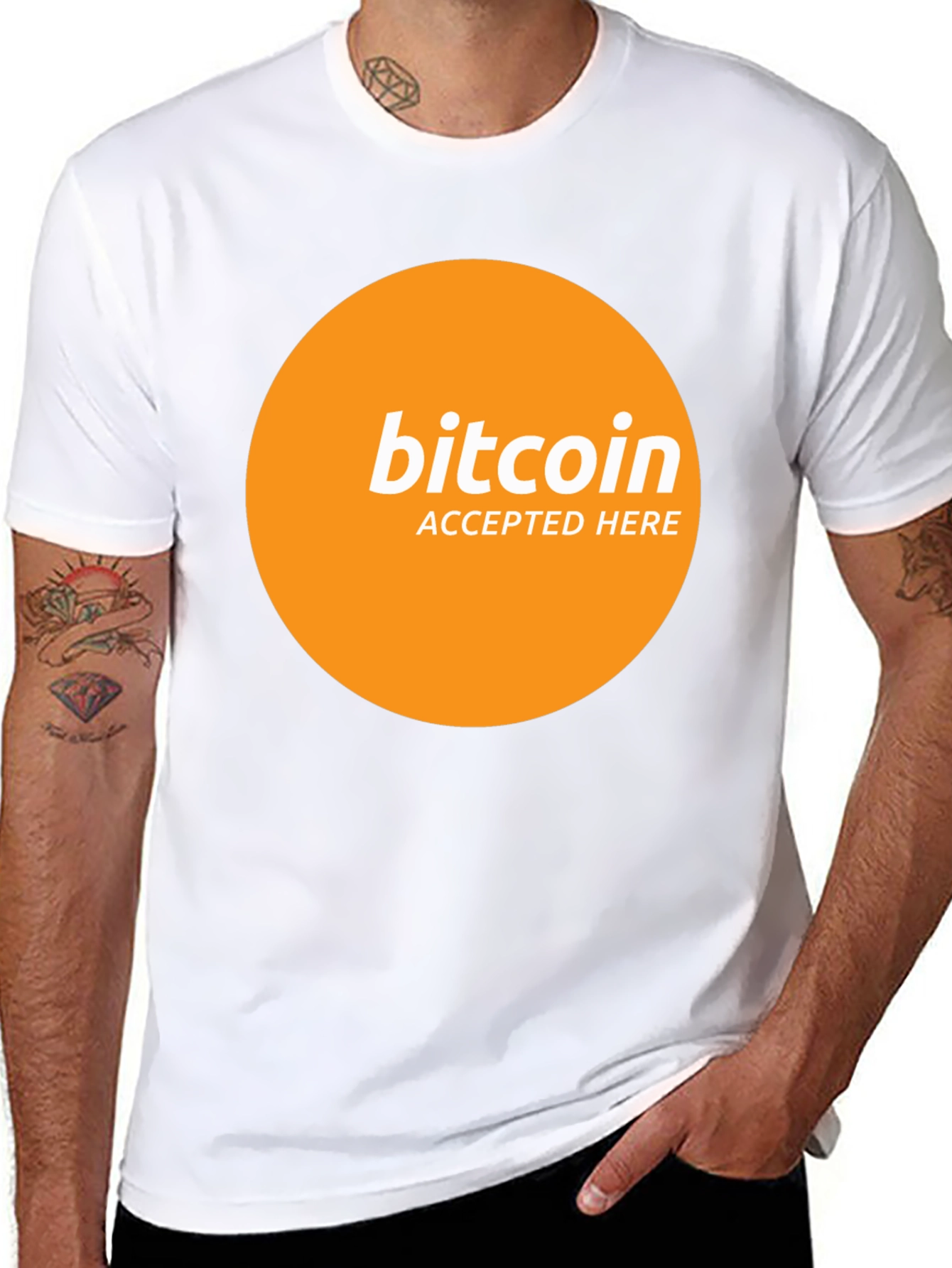 Camiseta Bitcoin Aceptado Aquí - Diseño Moderno