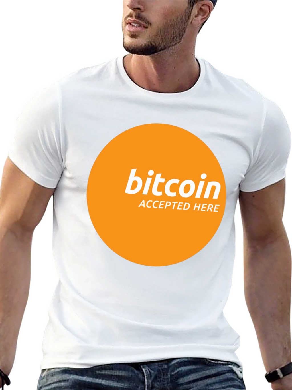 Camiseta Bitcoin Aceptado Aquí - Diseño Moderno
