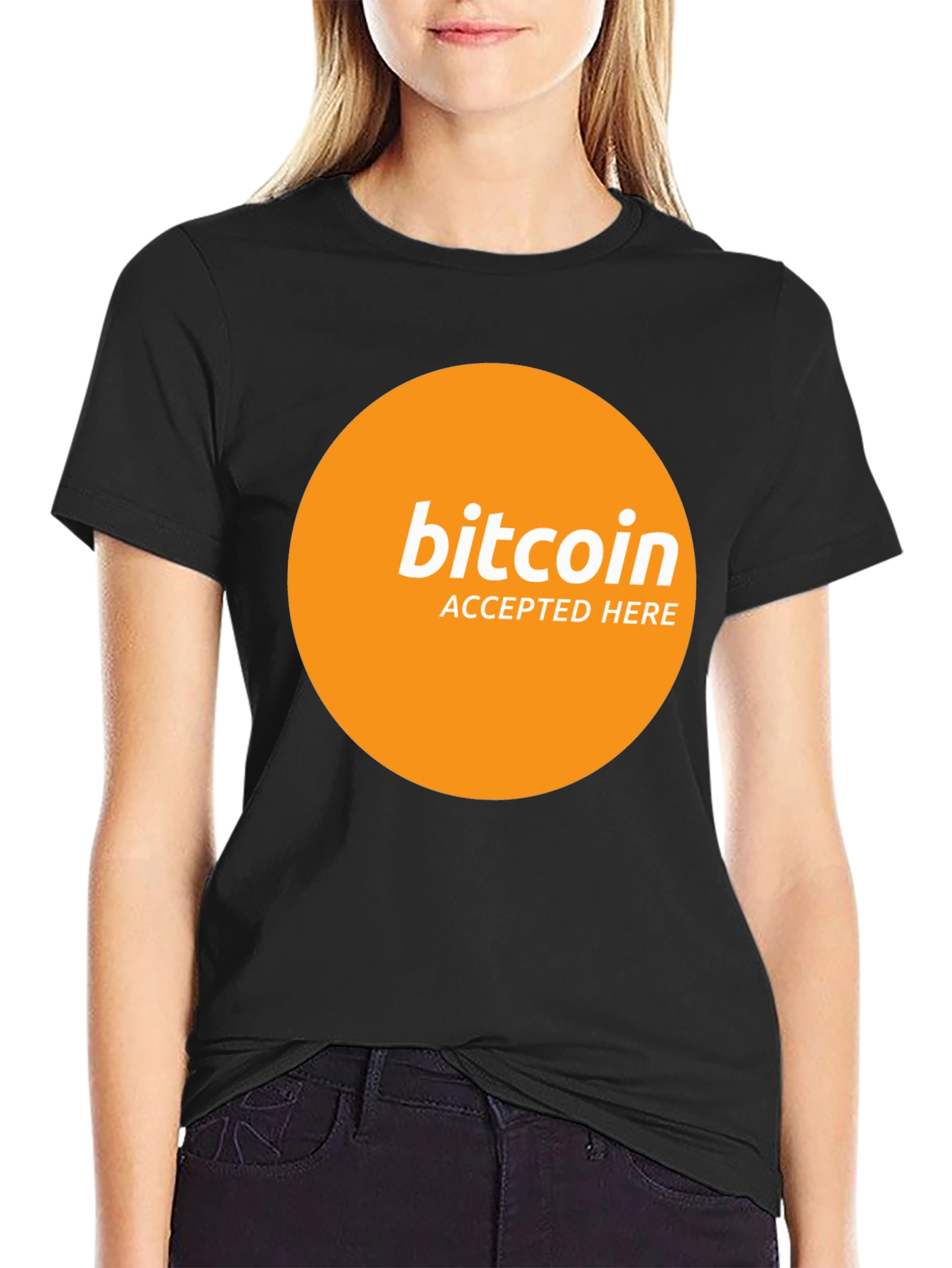 Camiseta Bitcoin Aceptado Aquí - Diseño Moderno