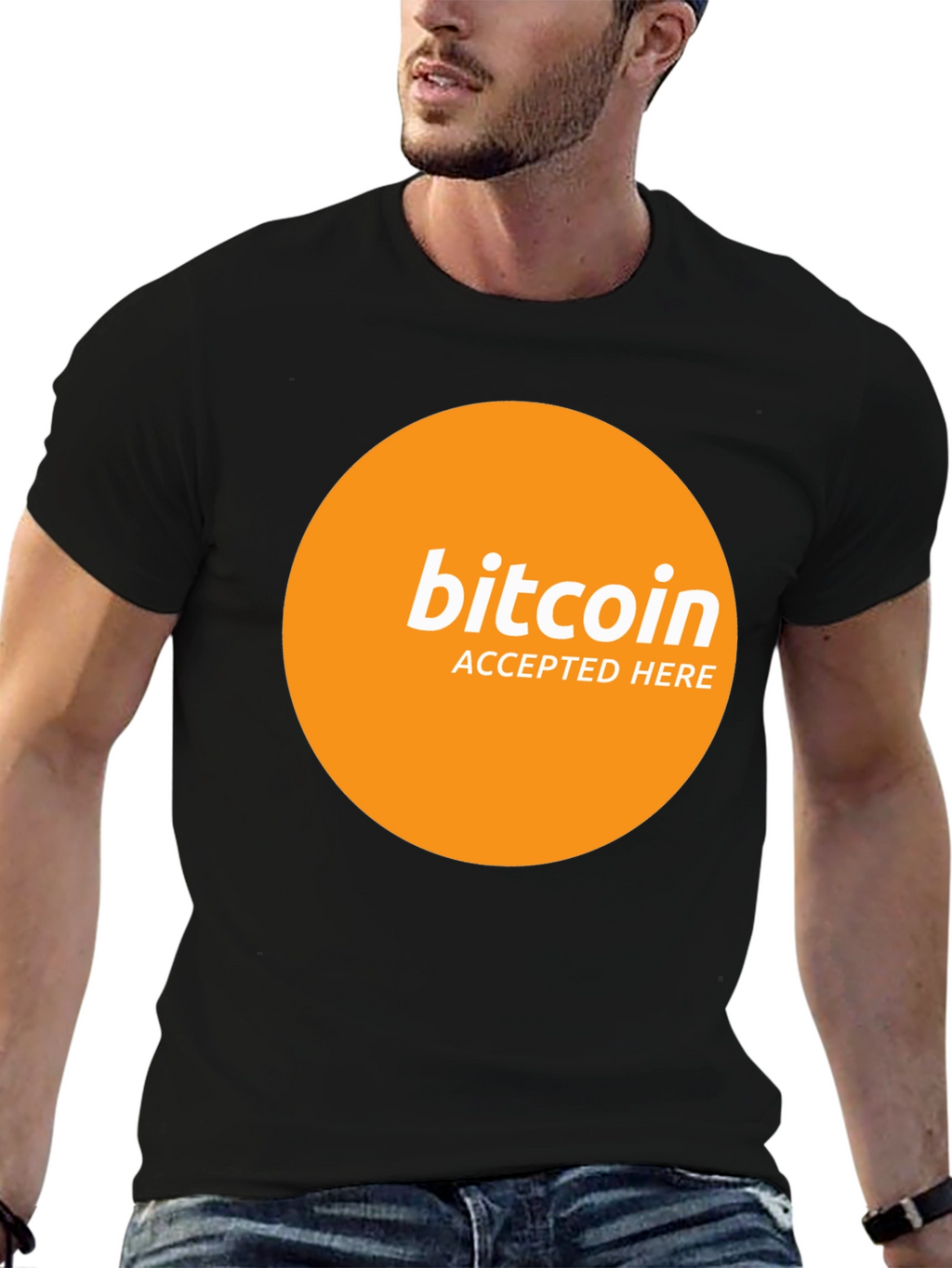 Camiseta Bitcoin Aceptado Aquí - Diseño Moderno