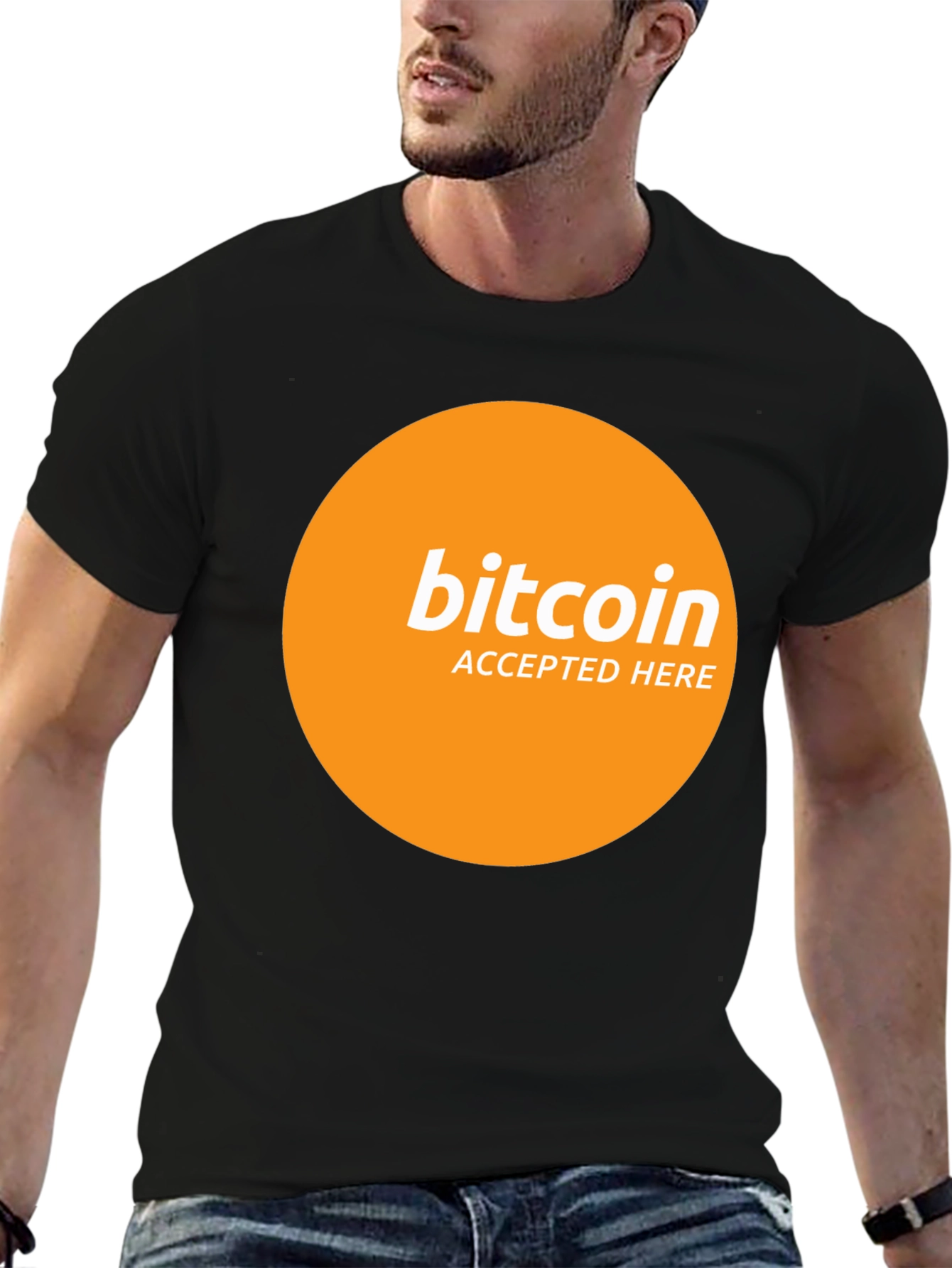 Camiseta Bitcoin Aceptado Aquí - Diseño Moderno