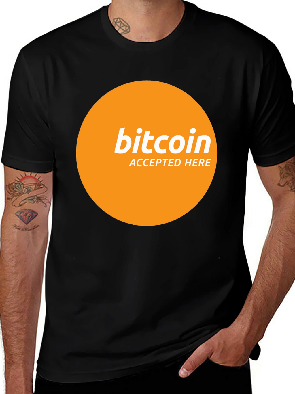 Camiseta Bitcoin Aceptado Aquí - Diseño Moderno