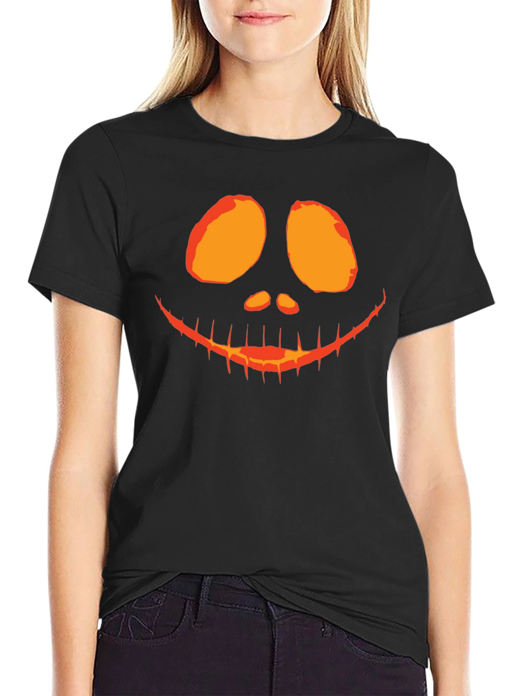 Camiseta Negra con Diseño de Calabaza Halloween