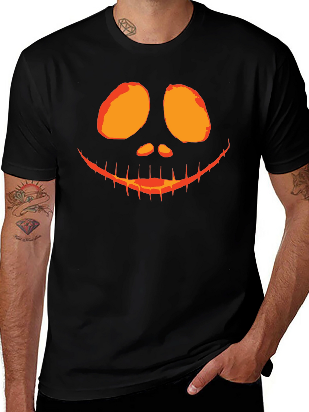 Camiseta Negra con Diseño de Calabaza Halloween